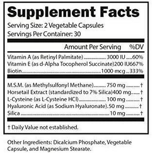 24bio Natural Hair, Skin and Nail Supplement, Multivitamins Complex,Full of Horsetail Extract,Hyaluronic Acid,Biotin For Longer and Stronger Hair and Nails,For Healthy Radiant and Glowing Skin-60 Veg Caps