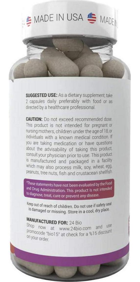 24bio Natural Hair, Skin and Nail Supplement, Multivitamins Complex,Full of Horsetail Extract,Hyaluronic Acid,Biotin For Longer and Stronger Hair and Nails,For Healthy Radiant and Glowing Skin-60 Veg Caps