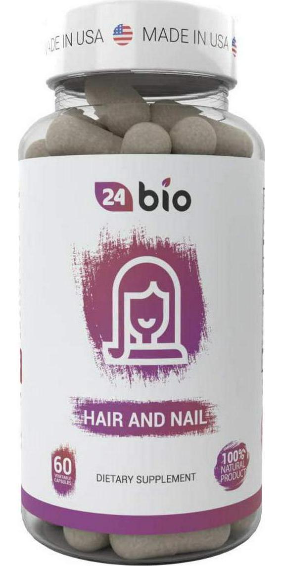 24bio Natural Hair, Skin and Nail Supplement, Multivitamins Complex,Full of Horsetail Extract,Hyaluronic Acid,Biotin For Longer and Stronger Hair and Nails,For Healthy Radiant and Glowing Skin-60 Veg Caps