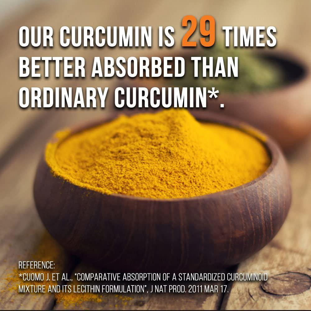 250MG Meriva Curcumin Phytosome, 2900% Better Absorbed Than Ordinary Turmeric Curcumin 100% Soy Free, 120 Capsules Per Bottle, Tumeric Curcumin Phytosome Complex