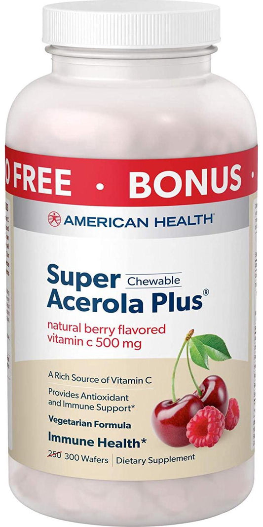 (250 Count) - American Health Super Acerola Plus Chewable Wafers, 500 mg, Berry - Nutricity.com.au
