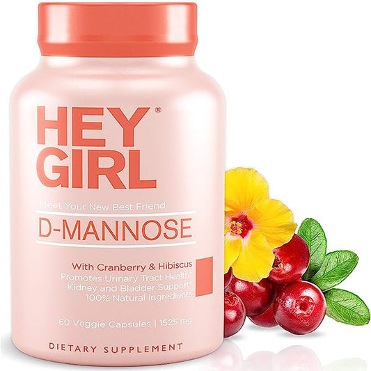 D Mannose Capsules with Cranberry Extract - Fast-Acting UTI Vitamin Supplement Pills - Cleanse & Flush Impurities - D-Mannose 60 Capsules