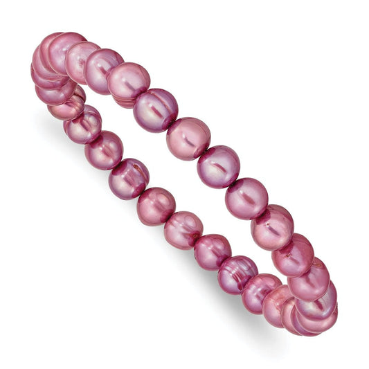 G & W 6-7Mm Rose Freshwater Cultured Pearl Stretch Bracelet