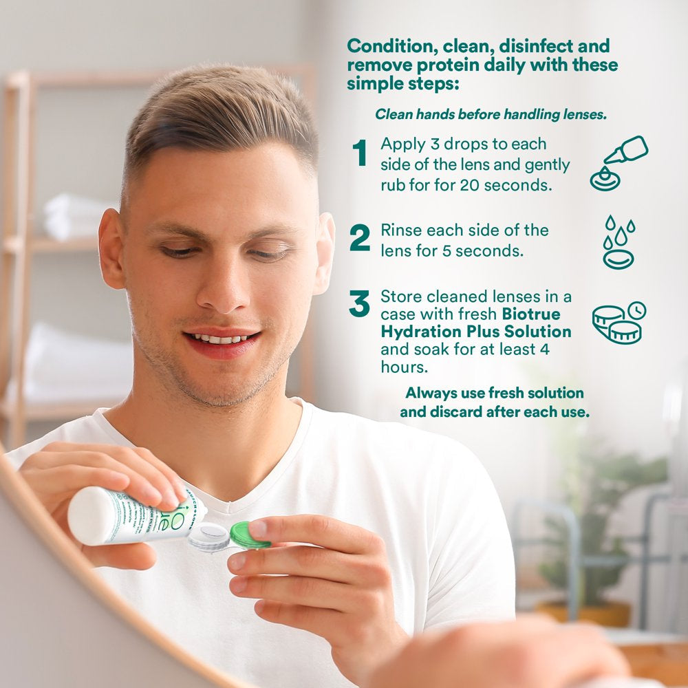 Biotrue Hydration plus Multi-Purpose Contact Lens Solution, Lens Case Included, 10 FL OZ (Pack of 2)