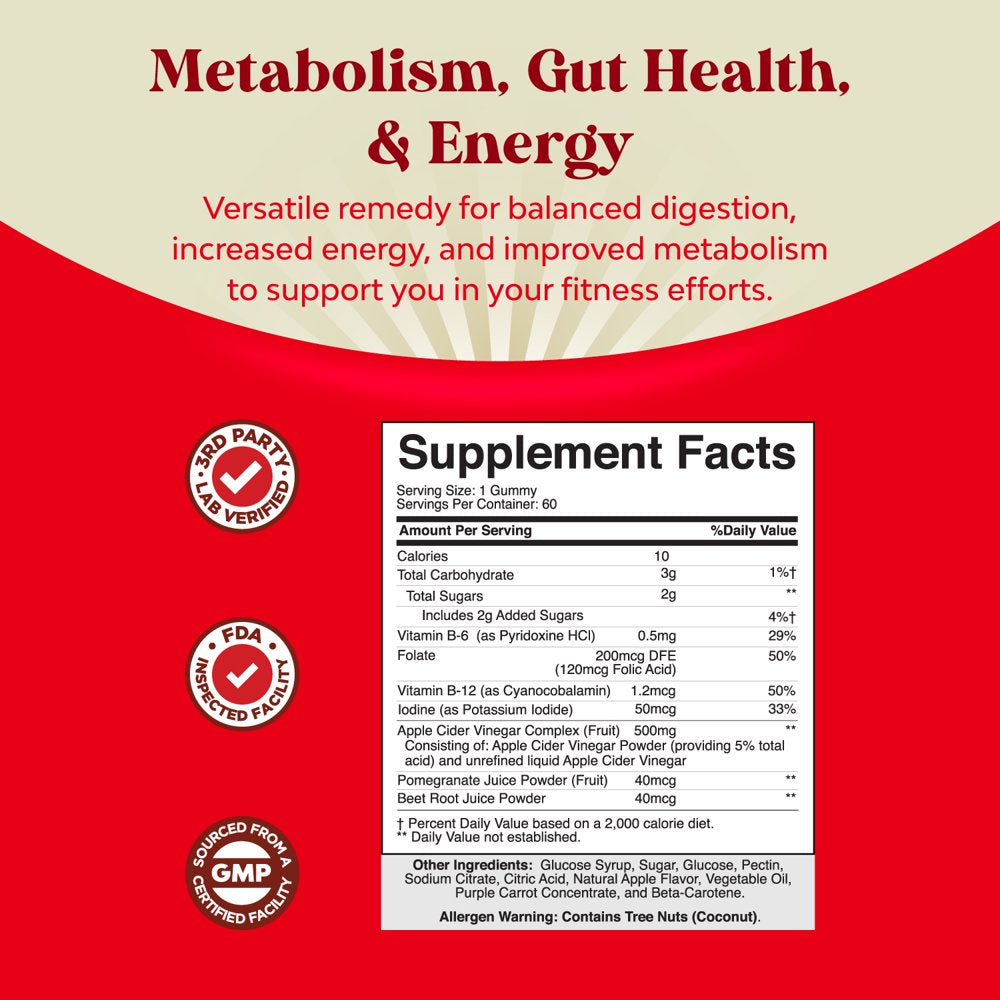 ACV Apple Cider Vinegar Gummies - Superfood Infused ACV Gummies Vitamins for Adults for Detox Cleanse Immune Support Digestion and Glowing Skin - Delicious Daily Energy Gummies with Vitamin B Complex