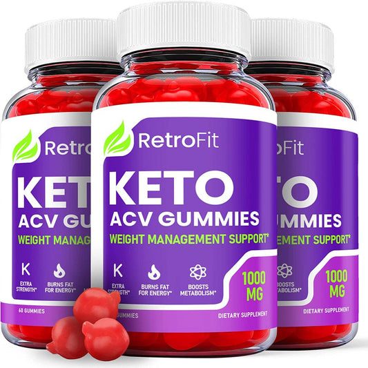 (3 Pack) Retro Fit Keto ACV Gummies - Supplement for Weight Loss - Energy & Focus Boosting Dietary Supplements for Weight Management & Metabolism - Fat Burn - 180 Gummies - Nutricity.com.au