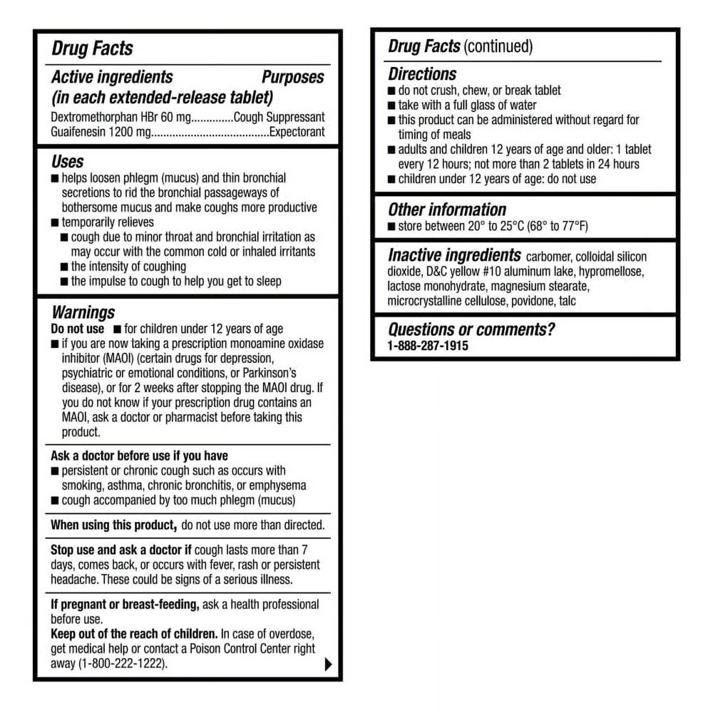 Equate Maximum Strength Mucus Relief DM, Cough Suppressant, Expectorant, Tablets, 28 Count