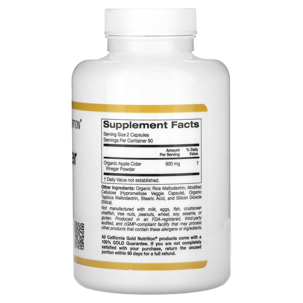 California Gold Nutrition Apple Cider Vinegar, 180 Veggie Capsules