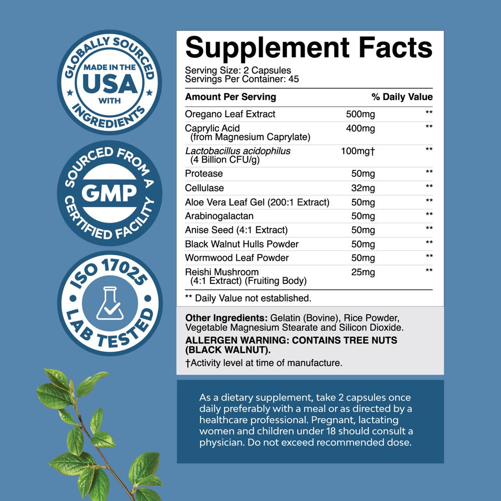 Candida Complex with Digestive Enzymes - Nature'S Craft Candida Support Complex 90Ct Capsules - Digestive Enzyme Formula with Probiotics & Oregano Leaf Extract