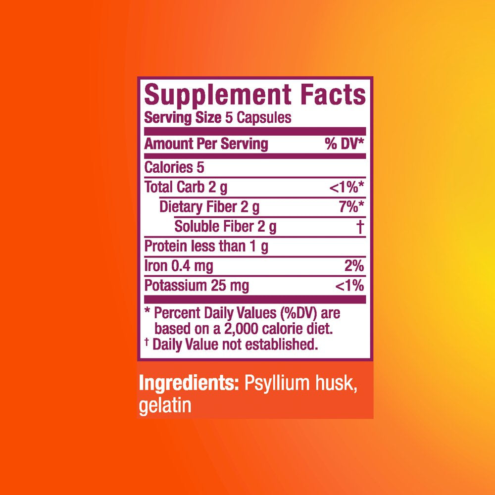 Metamucil Daily Fiber Supplement Capsules, Psyllium Husk Fiber for Digestive Health, 300 Ct