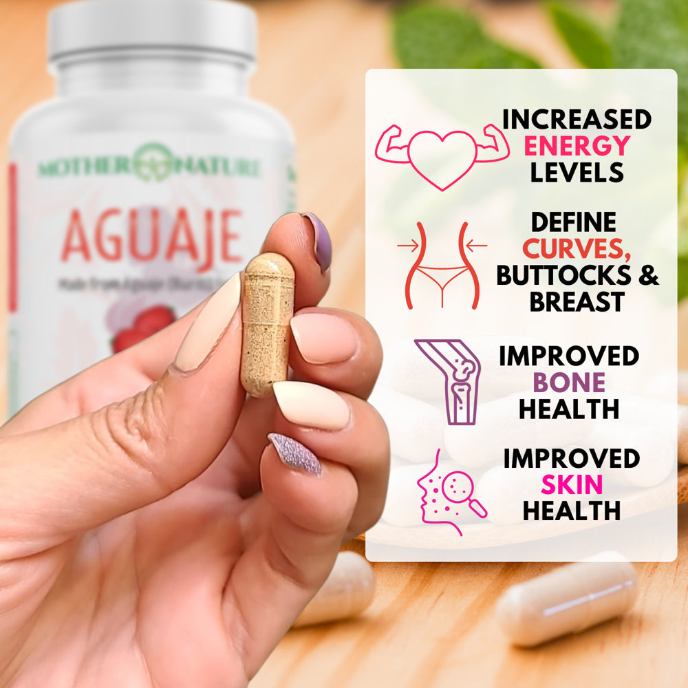 Aguaje 1000Mg Capsules - Pure Aguaje Fruit Extract Powder for Natural Curves, Gluteosy Senos Enlargement | Women'S Health and Enhance Feminine Shape Naturally | 120 Vegan Capsules