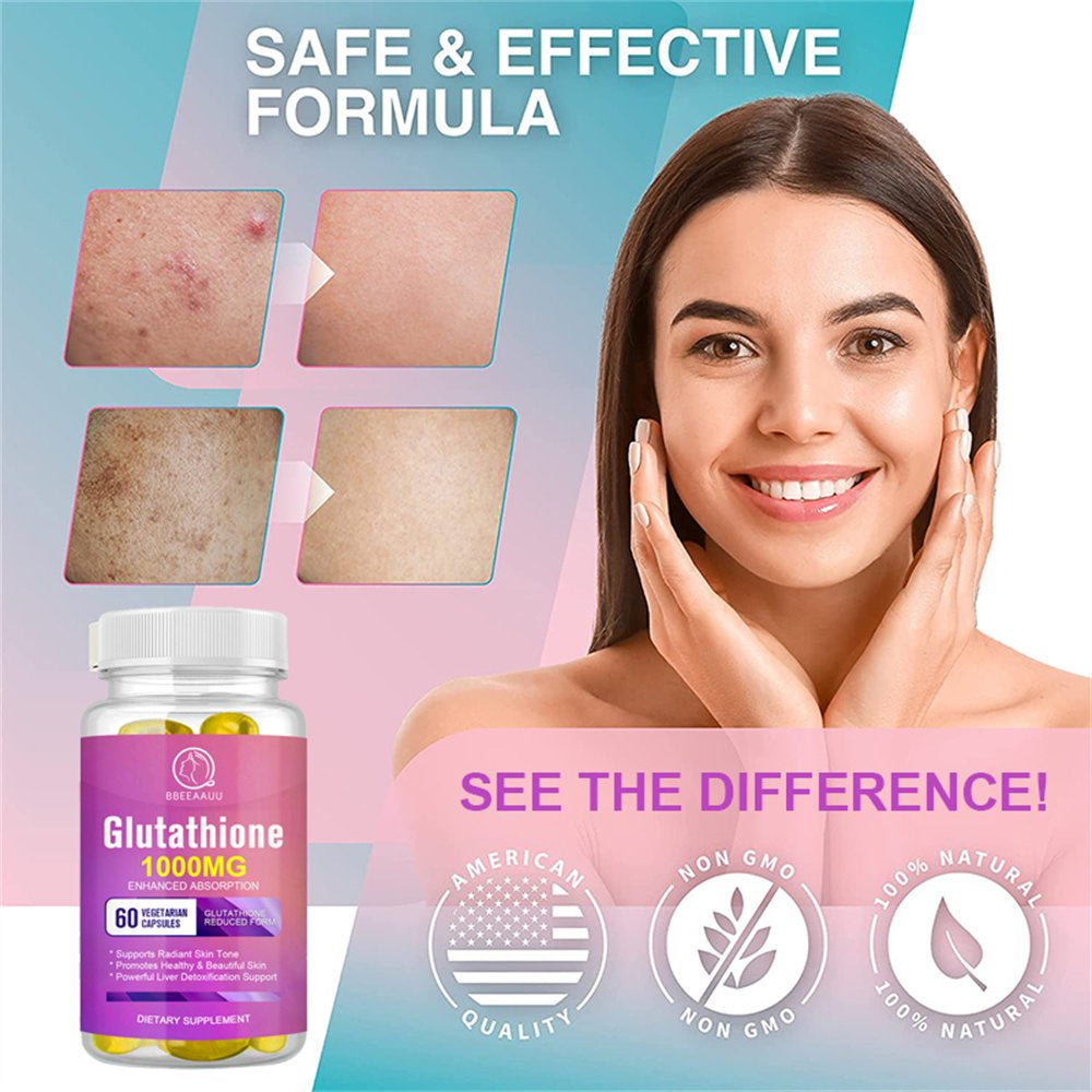 (2 Pack) Bbeeaauu 1000Mg Glutathione Pills 120 Pcs, Anti-Aging, Anti-Wrinkle, Protect Liver Health & Skin Care Capsules - Nutricity.com.au