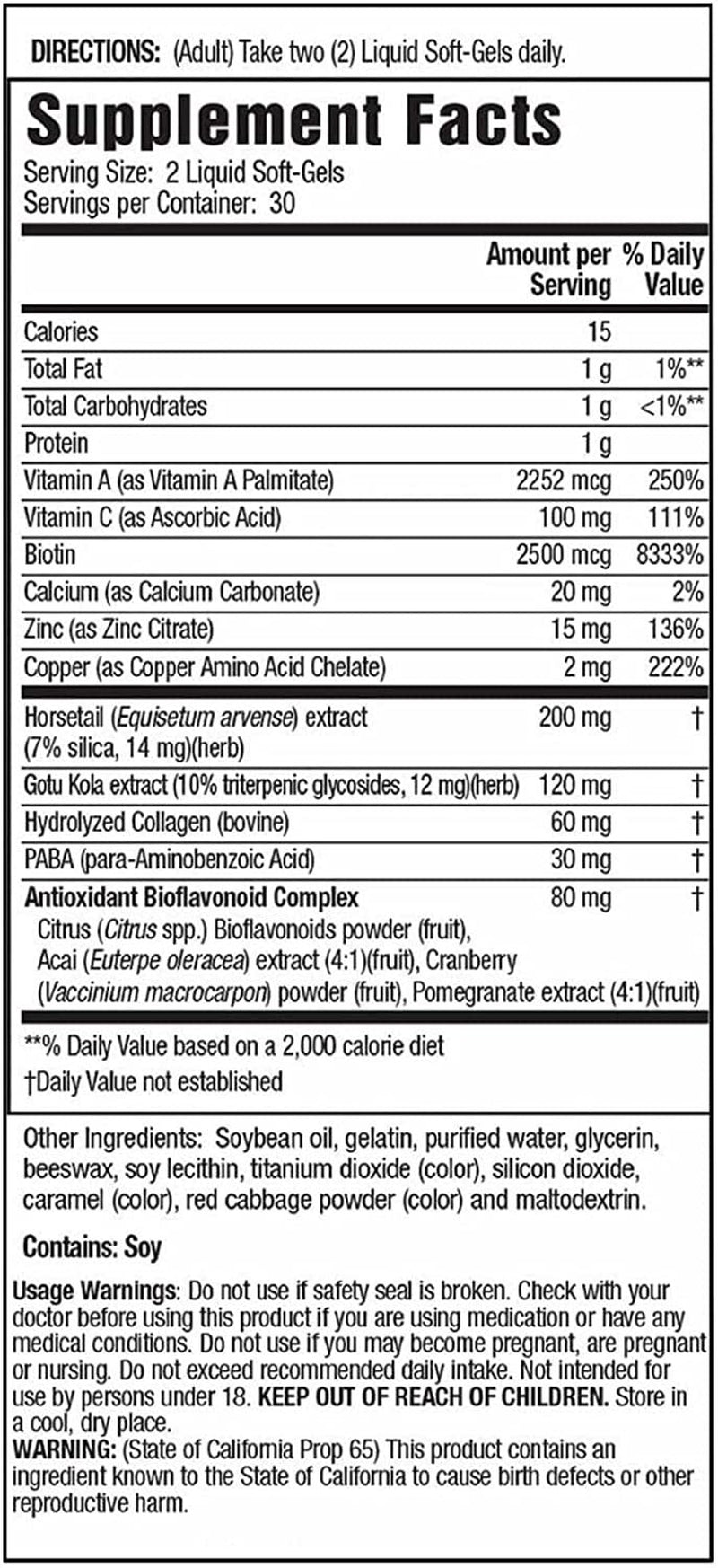 Applied Nutrition Vitamin Supplement Longer Stronger Hair and Nails 60 Soft Gel with Pill Case