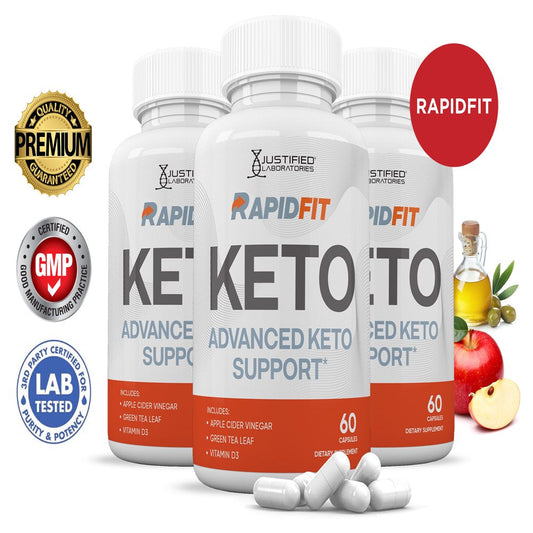 (3 Pack) Rapid Fit Keto ACV Pills 1275Mg Alternative to Gummies Dietary Supplement 180 Capsules - Nutricity.com.au