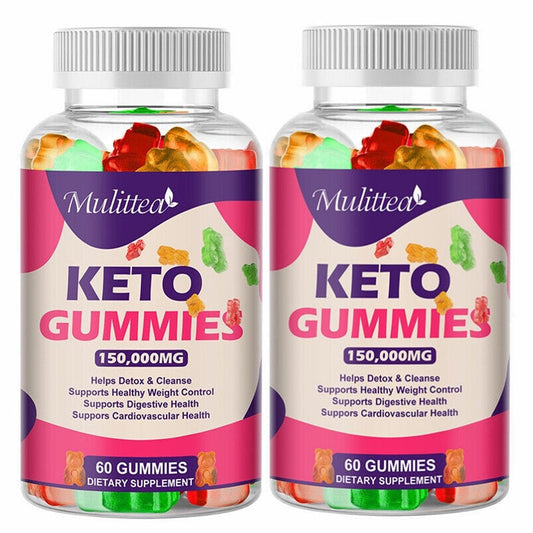 (2 Pack) Mulittea Keto ACV Gummies 150,000Mg - for Detox & Cleanse - Advanced Weight Management & Immune Support - 120 Gummies Total - Nutricity.com.au