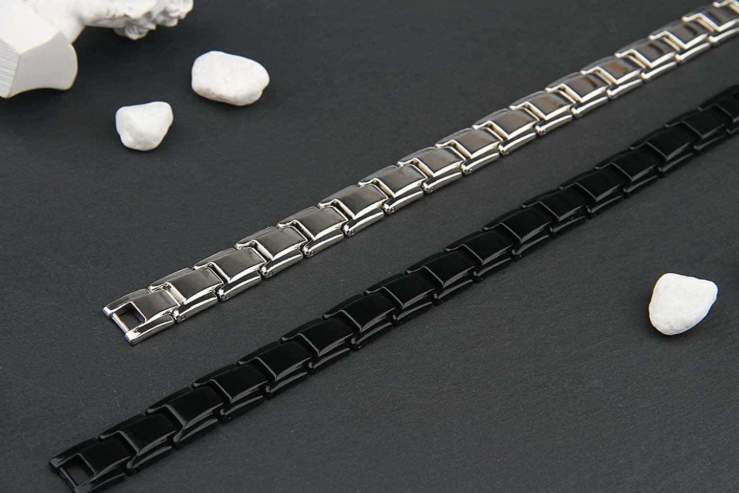 2Pcs Magnetic Lymph Detox Bracelet, Anti-Swelling Germanium Lymph Detox Magnetic Bracelets for Women Men Hematite Therapy Lymph Drainage Energy Stress Relief Healing Bracelets Improve Sleep