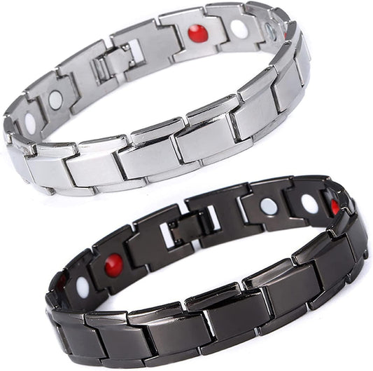 2Pcs Magnetic Lymph Detox Bracelet, Anti-Swelling Germanium Lymph Detox Magnetic Bracelets for Women Men Hematite Therapy Lymph Drainage Energy Stress Relief Healing Bracelets Improve Sleep