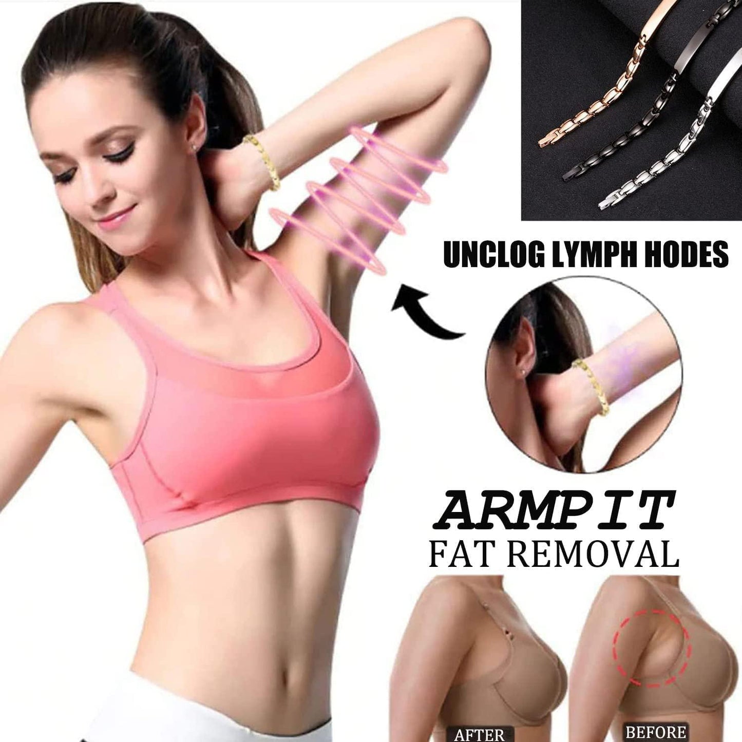 2Pcs Magnetic Lymph Detox Bracelet, Anti-Swelling Germanium Lymph Detox Magnetic Bracelets for Women Men Hematite Therapy Lymph Drainage Energy Stress Relief Healing Bracelets Improve Sleep