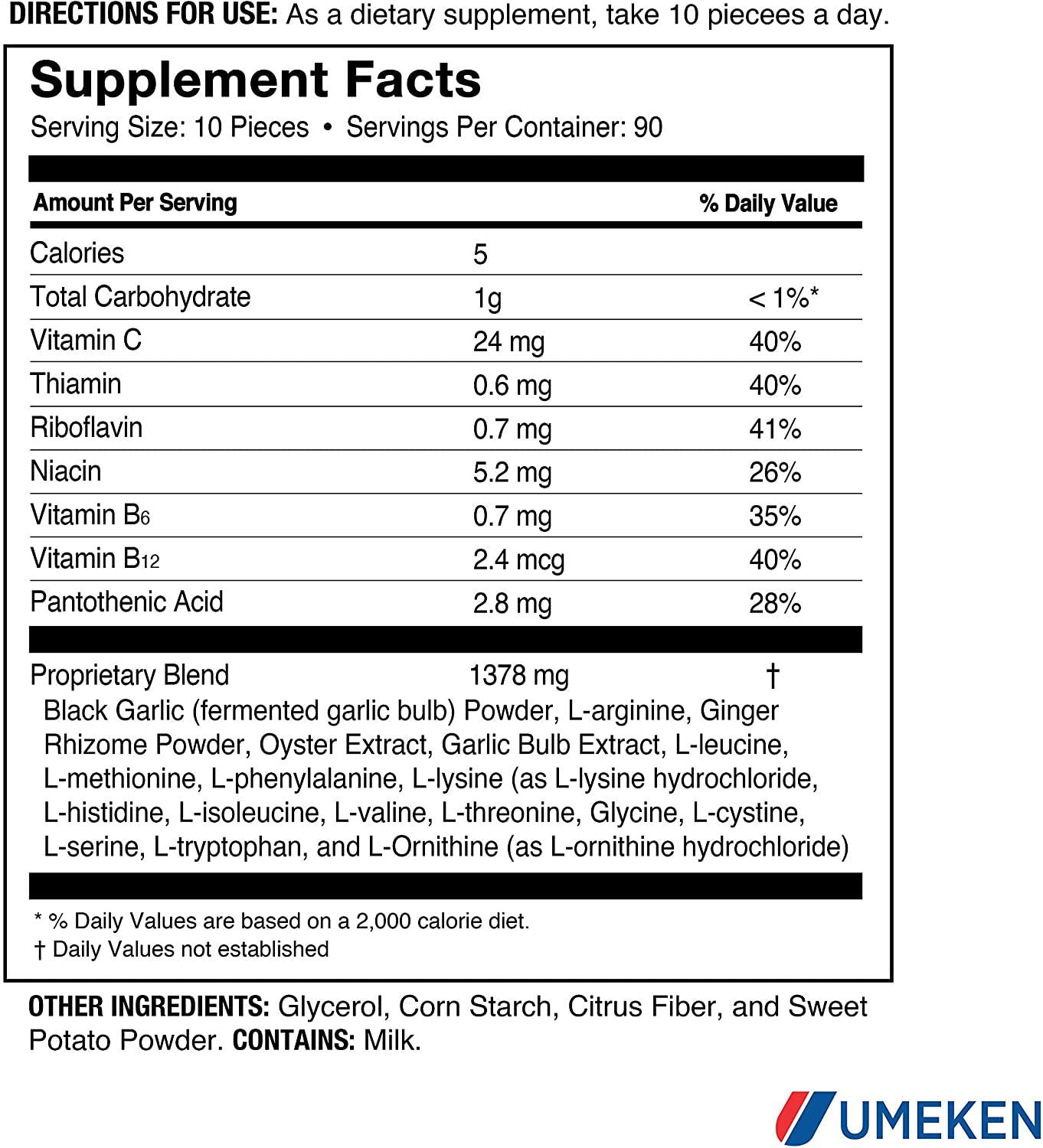 2X Umeken Black Garlic EX - Fermented Black Concentrated Garlic Extract Rich in Vitamin B1, Allicin, Amino Acids. About 6 Month Supply. Made in Japan.