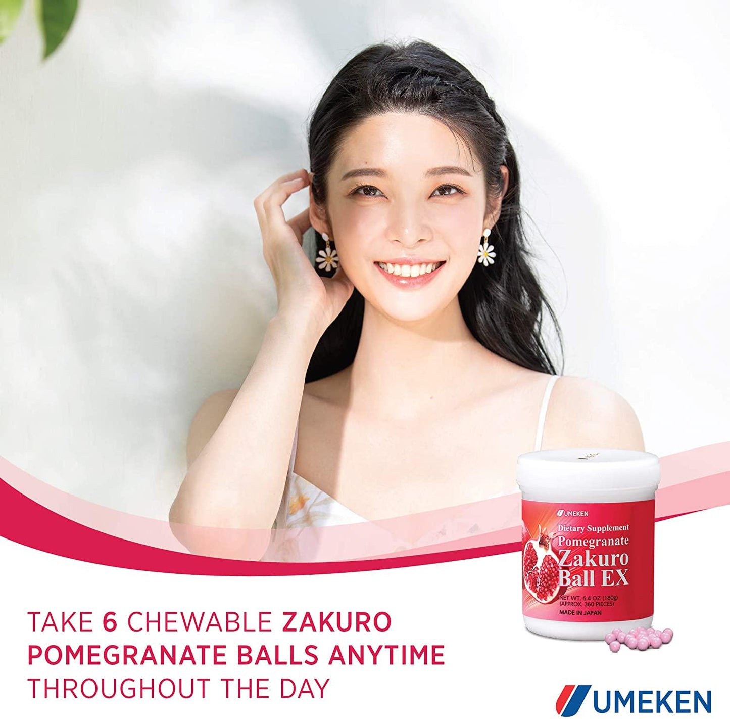 2X Umeken Pomegranate Zakuro Ball EX- Concentrated Pomegranate Extract, Natural Vitamins, Minerals, Citric Acids, and Tannins. Chewable. Made in Japan. About a 4 Month Supply.