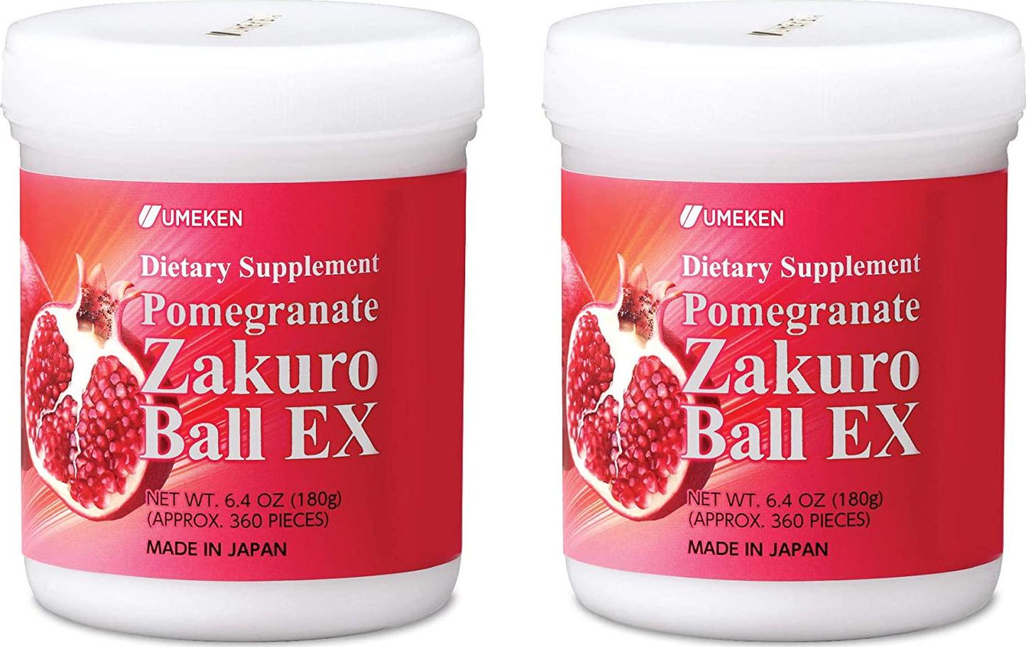 2X Umeken Pomegranate Zakuro Ball EX- Concentrated Pomegranate Extract, Natural Vitamins, Minerals, Citric Acids, and Tannins. Chewable. Made in Japan. About a 4 Month Supply.