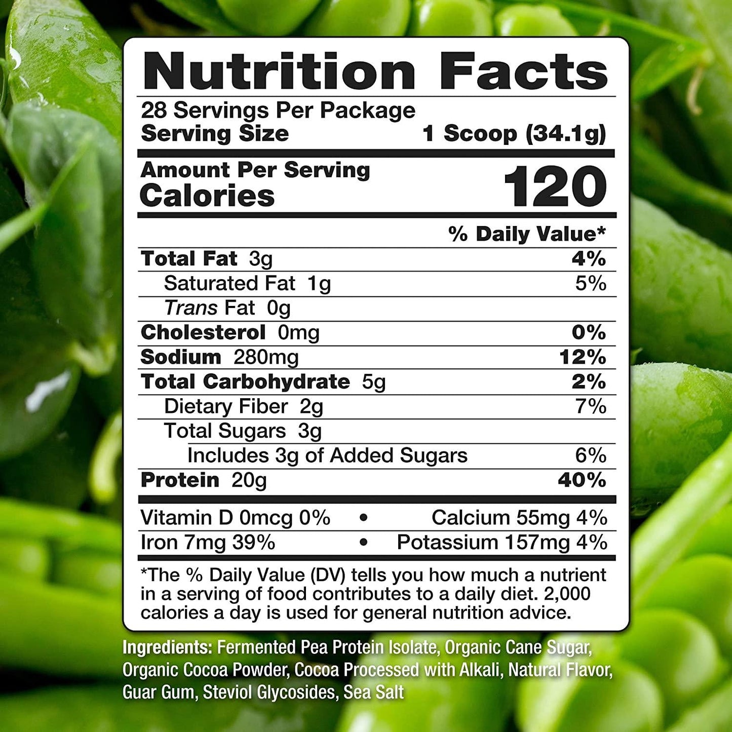 2.11 LB 100% Pea Protein Powder Fermented Chocolate -North American Sourced Peas - Plant Protein Powder (Non-GMO, Gluten Free, Vegan Friendly)