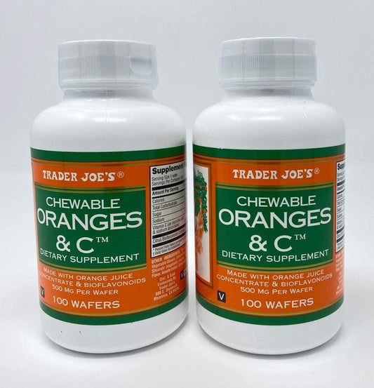 2 Bottles Trader Joe's Chewable Oranges and C Dietary Supplement