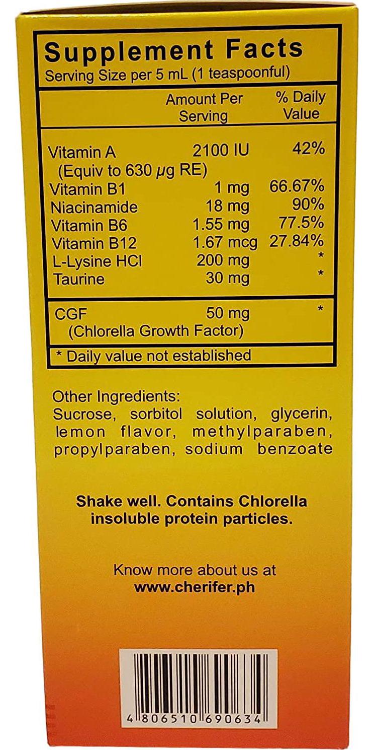 2 Cherifer Syrup Chlorella Growth Factor, Taurine and Lysine 240ml Each