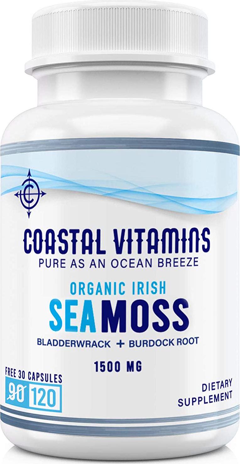 2 PK Wildcrafted Organic Irish Sea Moss Bladderwrack and Burdock Root 240CT Non-GMO, Vegan, No Fillers