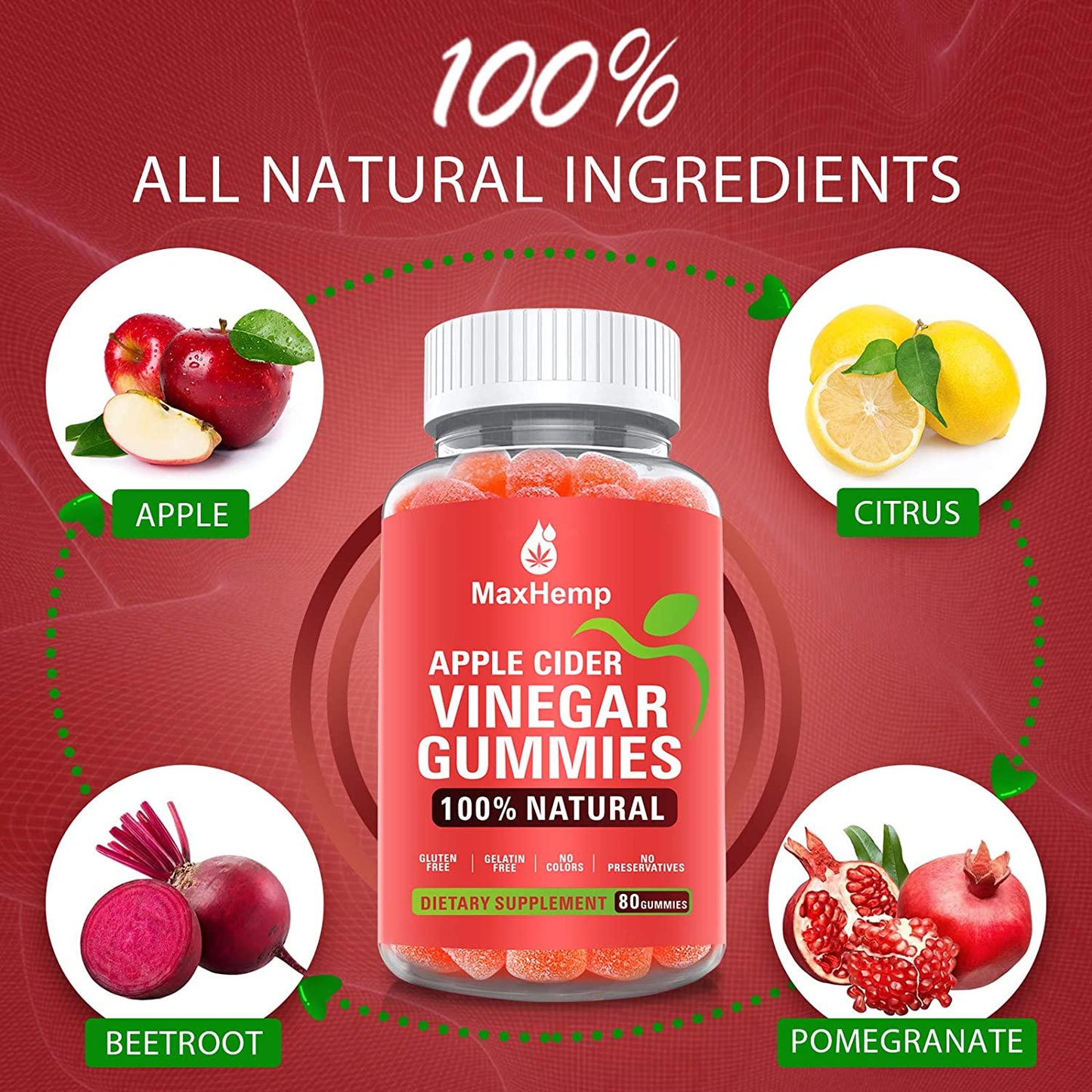 (2 Pack) 1,000mg Organic Apple Cider Vinegar Gummies with The Mother - ACV Gummy for Immune Support, Detox and Weight Loss - Vitmain B9, B12, Gluten-Free, Vegan, Non-GMO - for Adult and Kids