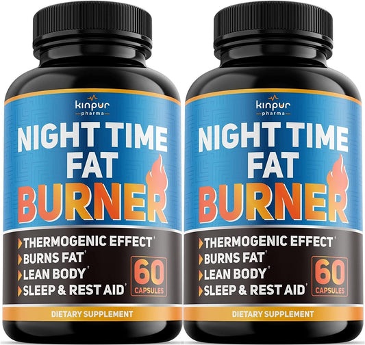 (2 Pack) Advanced Night Time Fat Burner for Men, Women - Optimal Metabolism Support - Helps Balance Appetite, Improve Performance, Reduce Cravings - Weight Loss Pills for Women, Men, 120 Caps in Total