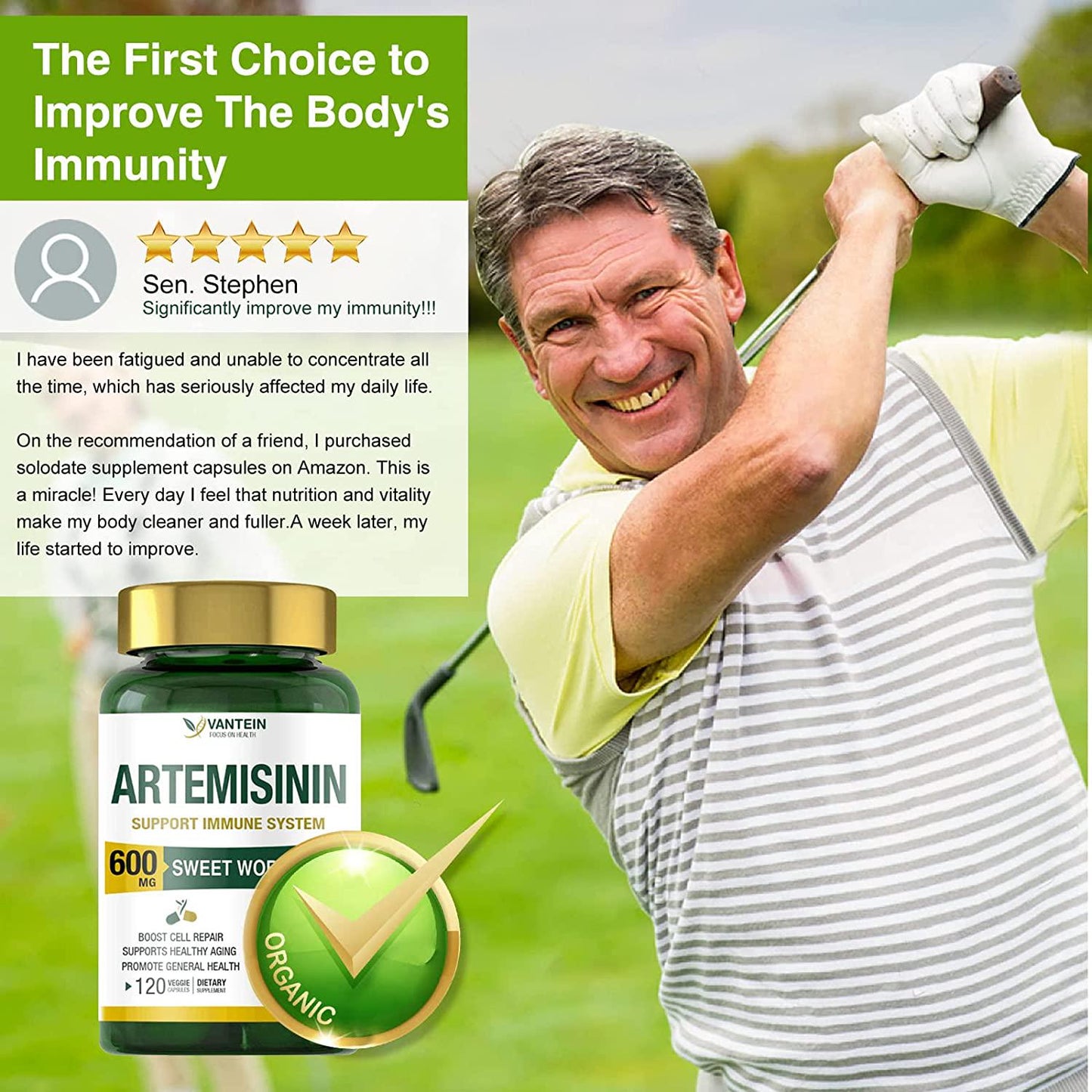 2 Pack Artemisinin 600mg, 120 Vegan Sweet Wormwood Extract Capsules Support Healthy Aging, Improve Immune Function Digestive Promote Cell Repair, Non-GMO