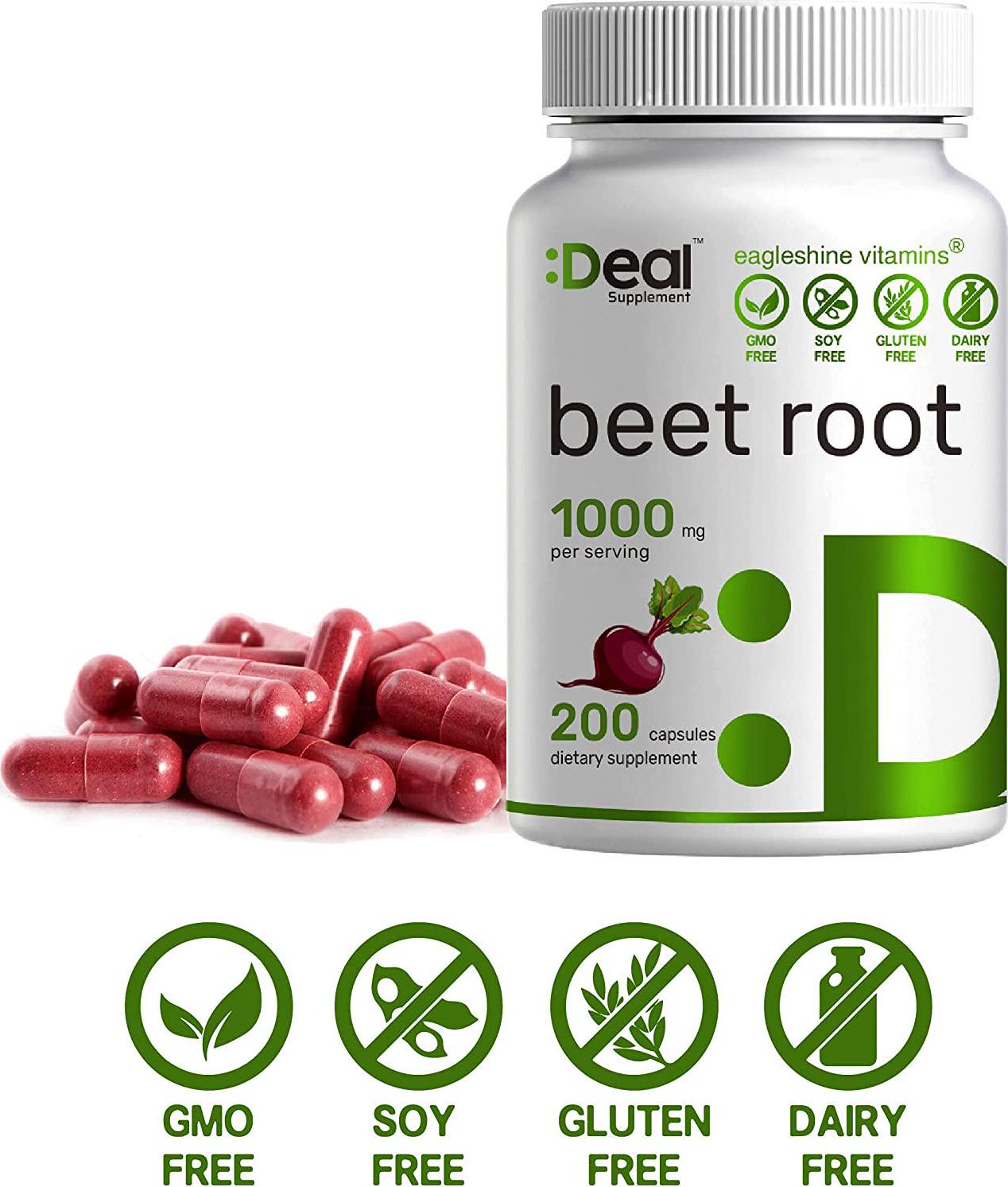 2 Pack Beet Root Capsules 1000mg, 200 Counts, 3 Months Supply, Beet Root Powder Capsules, Supports Blood Pressure, Healthy Performance and Immune System - Ultra Nitric Oxide Booster