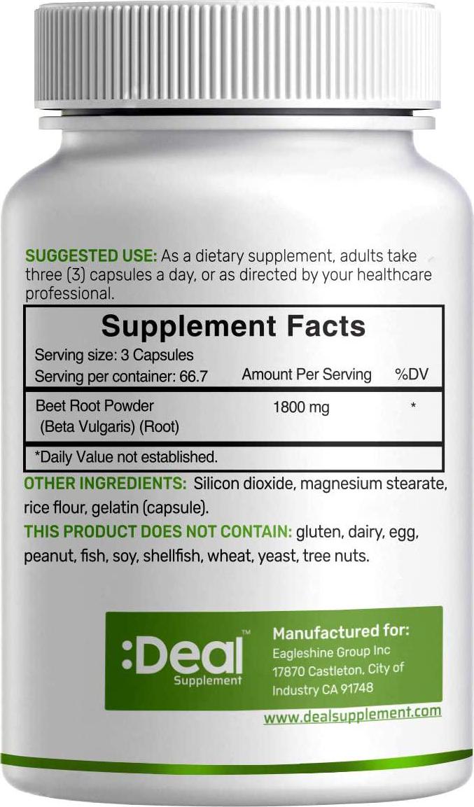 2 Pack Beet Root Capsules 1000mg, 200 Counts, 3 Months Supply, Beet Root Powder Capsules, Supports Blood Pressure, Healthy Performance and Immune System - Ultra Nitric Oxide Booster