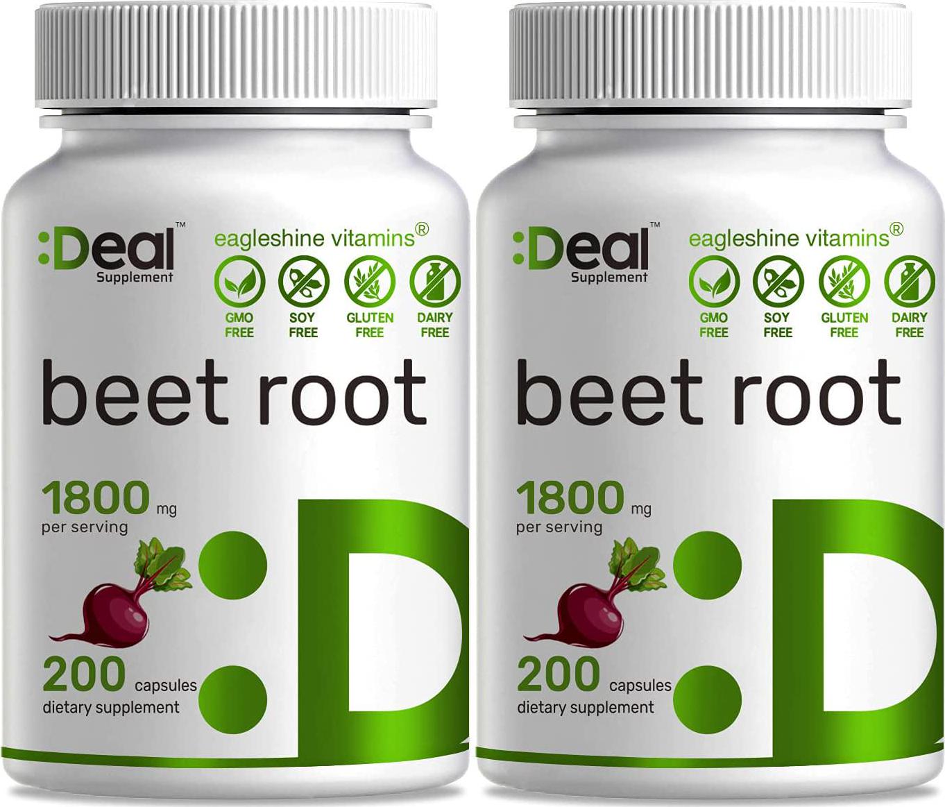 2 Pack Beet Root Capsules 1000mg, 200 Counts, 3 Months Supply, Beet Root Powder Capsules, Supports Blood Pressure, Healthy Performance and Immune System - Ultra Nitric Oxide Booster