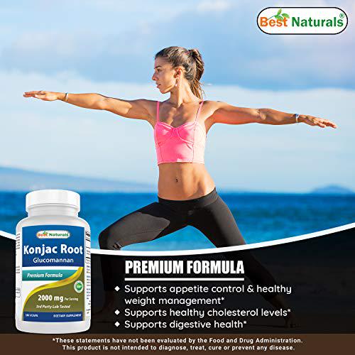 2 Pack Best Naturals Konjac Glucomannan Root 2000 mg per Serving - 180 Vegetarian Capsules