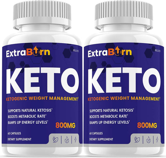 (2 Pack) Extra Burn Keto Pills, Advanced Ketogenic Formula (120 Capsules)