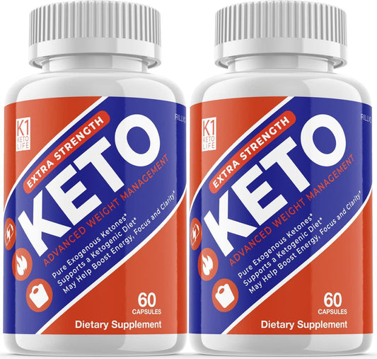 (2 Pack) K1 Keto Lifestyle Diet Supplements Advanced Ketogenic Formula (120 Capsules)