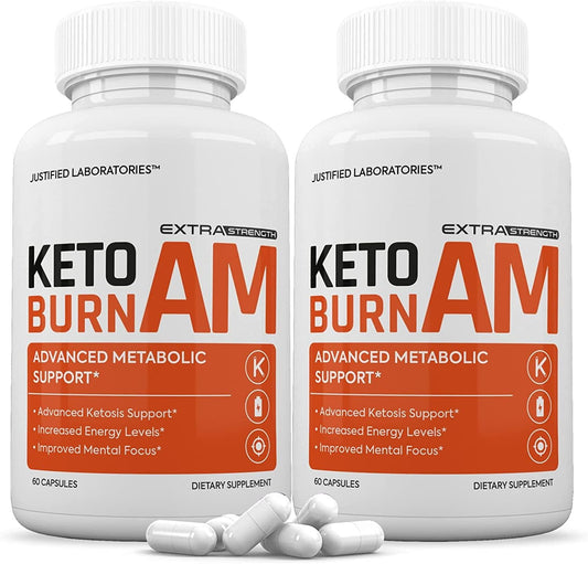 (2 Pack) Keto Burn AM Pills Includes Apple Cider Vinegar goBHB Exogenous Ketones Advanced Ketogenic Supplement Ketosis Support for Men Women 120 Capsules