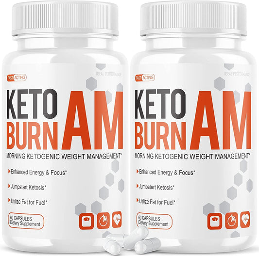 (2 Pack) Keto Burn AM Pills Shark Morning Ketogenic Weight Management XR Loss (120 Capsules)