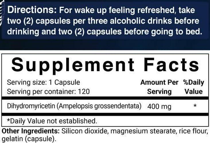 2 Pack NatureBell Dihydromyricetin DHM as Hovenia Dulcis Extract 400mg, 120 Capsules, Alcohol Consumption Support Supplement, No GMOs