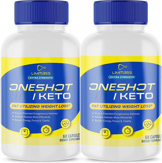 (2 Pack) Official One Shot Keto Pills Oneshot Keto 1 Shot Fat Advanced Formula Supplement As Seen on TV (120 Capsules) - Nutricity.com.au