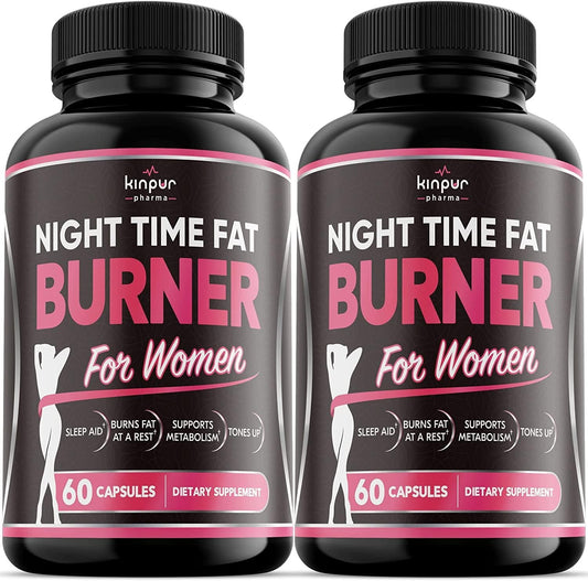 (2 Pack) Premium Night Time Fat Burner for Women - Weight Loss Pills for Women that Support Metabolism and Balanced Appetite - Increased Energy, Better Performance - Natural Aid for Cravings - 60 Caps - Nutricity.com.au
