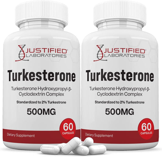 (2 Pack) Turkesterone 500mg 2% Standardized Naturally Increase Stamina Endurance Strength 120 Capsules - Nutricity.com.au
