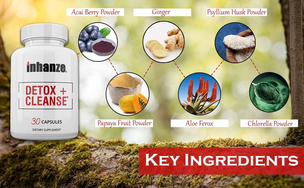 2-Pack inhanze Detox Cleanse, Colon Cleanser, Flush Waste and Toxins, 7 to 15-Day Fruit Veggie Cleanse, Acai Berry, Ginger, Aloe, Papaya and Psyllium.