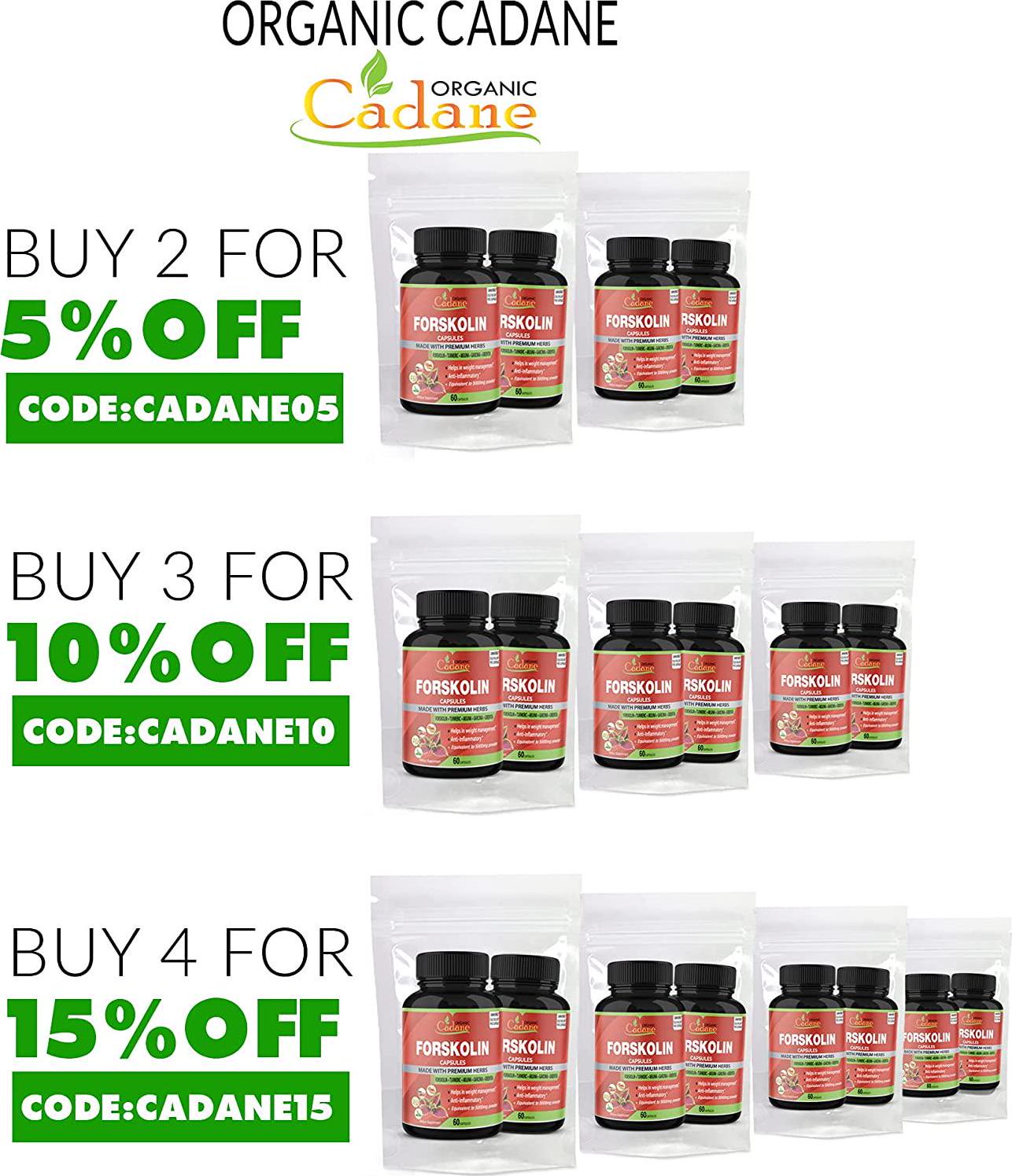 2 Packs Organic Forskolin Extract Capsules 5000mg and Turmeric Curcumin, Arjuna, Garcinia Cambogia, Green Tea