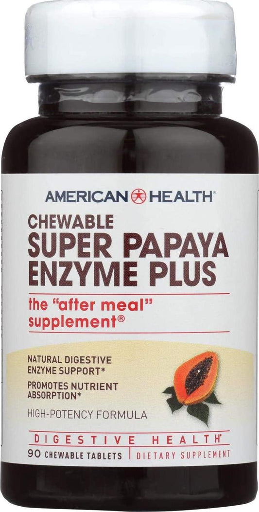 2 Packs of American Health Super Papaya Enzyme Plus Chewable - 90 Chewable Tablets