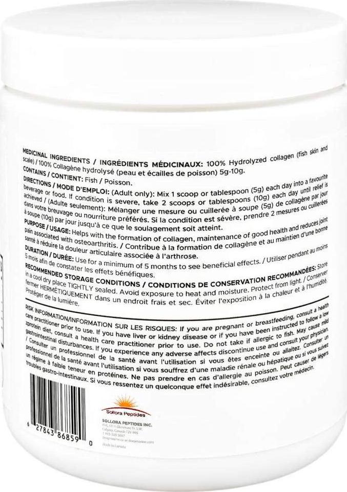 2 Tubs DeepMarine Collagen 100% Canadian Made Collagen Peptides, Wild-Caught Collagen Powder, Hydrolyzed Marine Collagen - 60 Day Supply - Gluten-Free, Tasteless, Odourless, Keto and Paleo Friendly