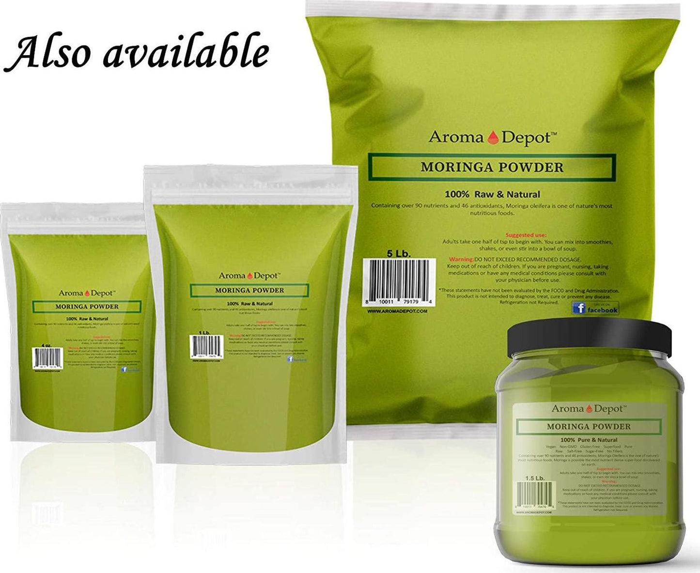 2 lbs Moringa Oleifera Leaf Powder 100% Natural Raw from India Non-GMO and Gluten Free Great for Smoothies, Tea, Drinks and Recipes The Miracle Tree