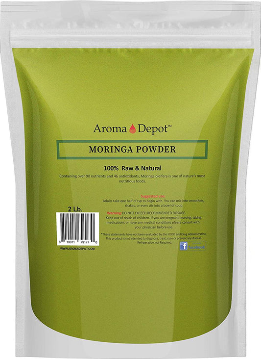 2 lbs Moringa Oleifera Leaf Powder 100% Natural Raw from India Non-GMO and Gluten Free Great for Smoothies, Tea, Drinks and Recipes The Miracle Tree